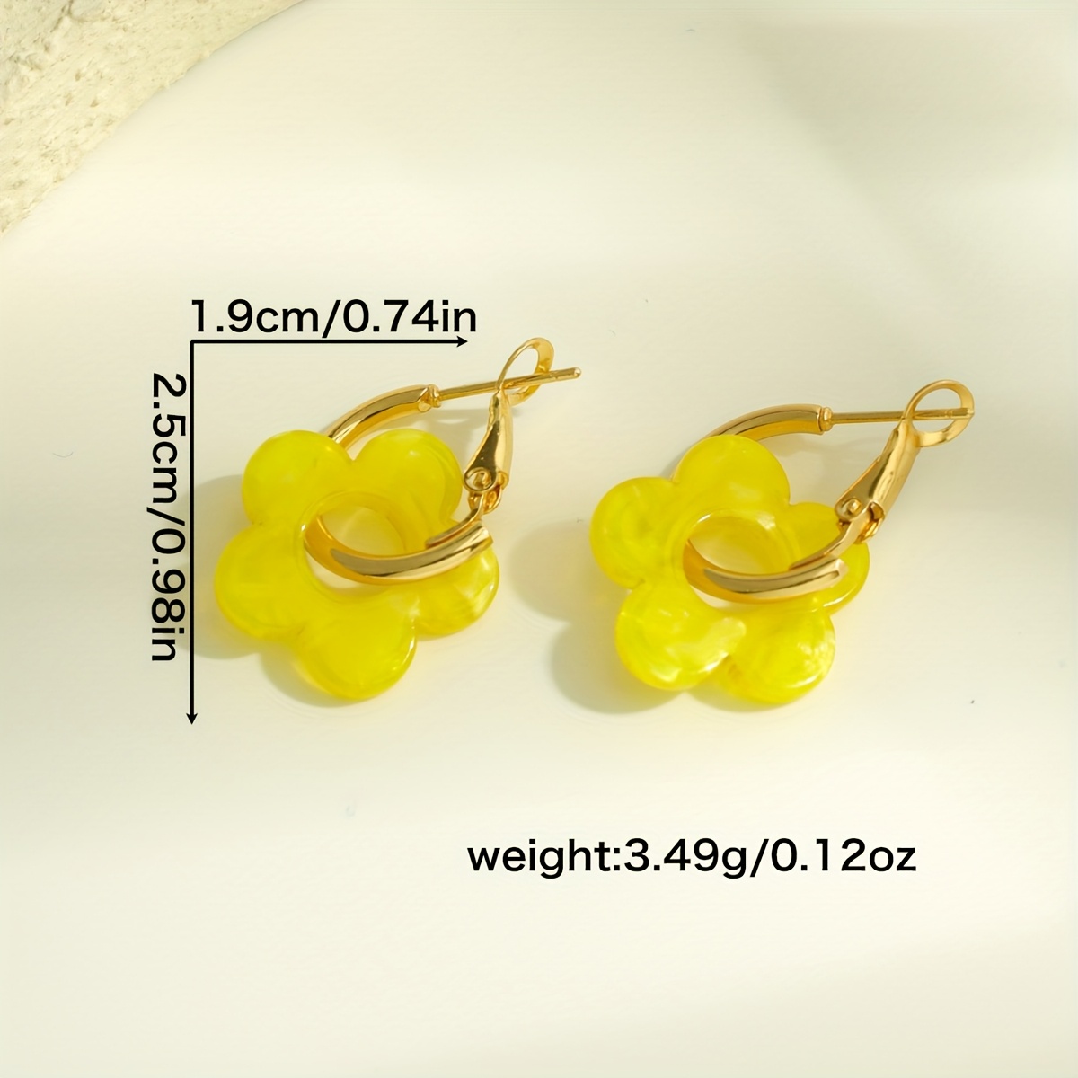 Yellow Acrylic Flower Dangle Earrings for Women
